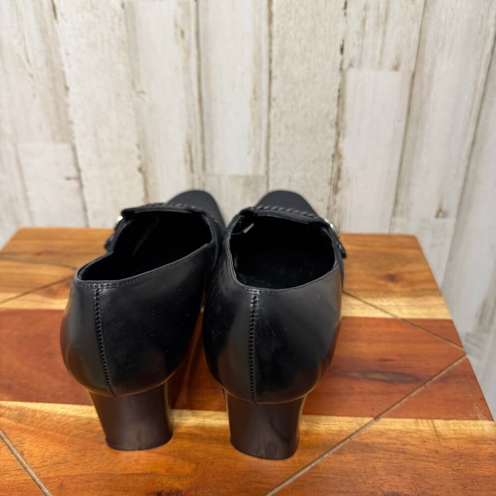 NWT Brighton Women's Quincy Block Heels Black Size 7.5 Braided Detail - Picture 3 of 8